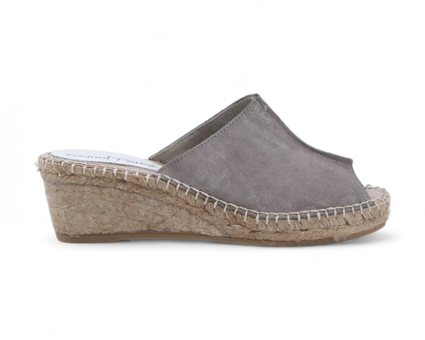 raquel perez Sandalia Cuña Esparto Cuarzo Arena Taupe Mujer