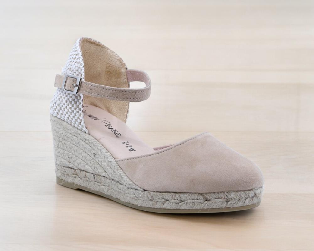 Raquel Perez Sandalia Cuña Esparto Fuengirol Taupe Mujer