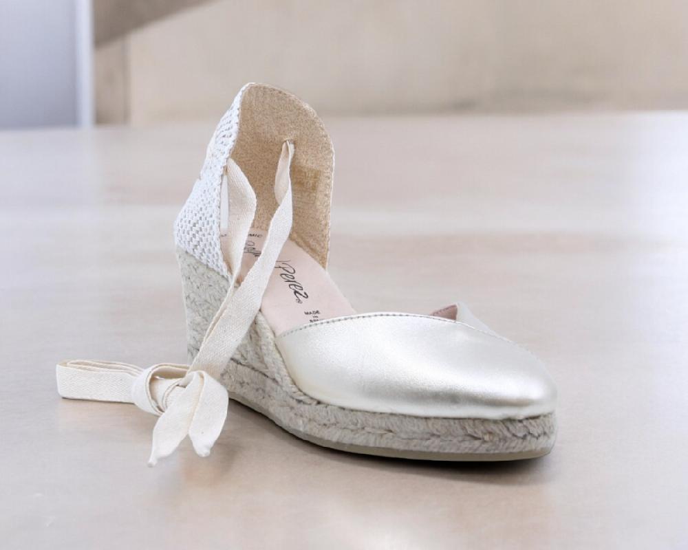 Raquel Perez Sandalia Cuña Esparto Golem 24 Platino Mujer