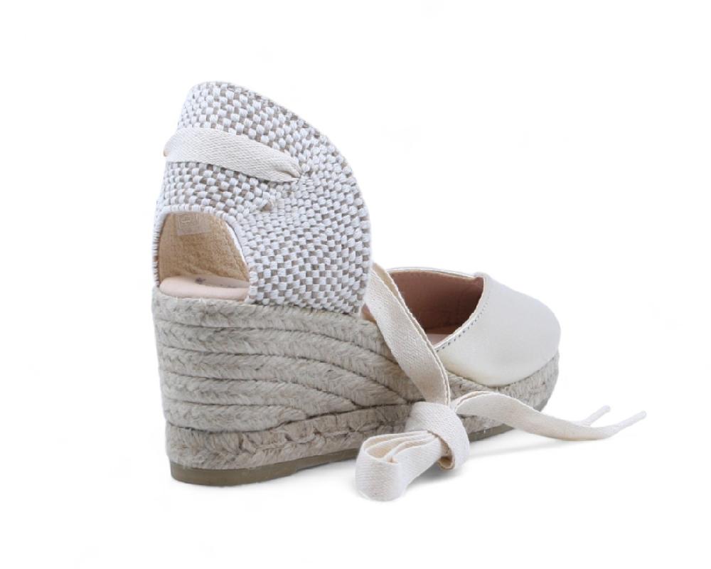 Raquel Perez Sandalia Cuña Esparto Golem 24 Platino Mujer