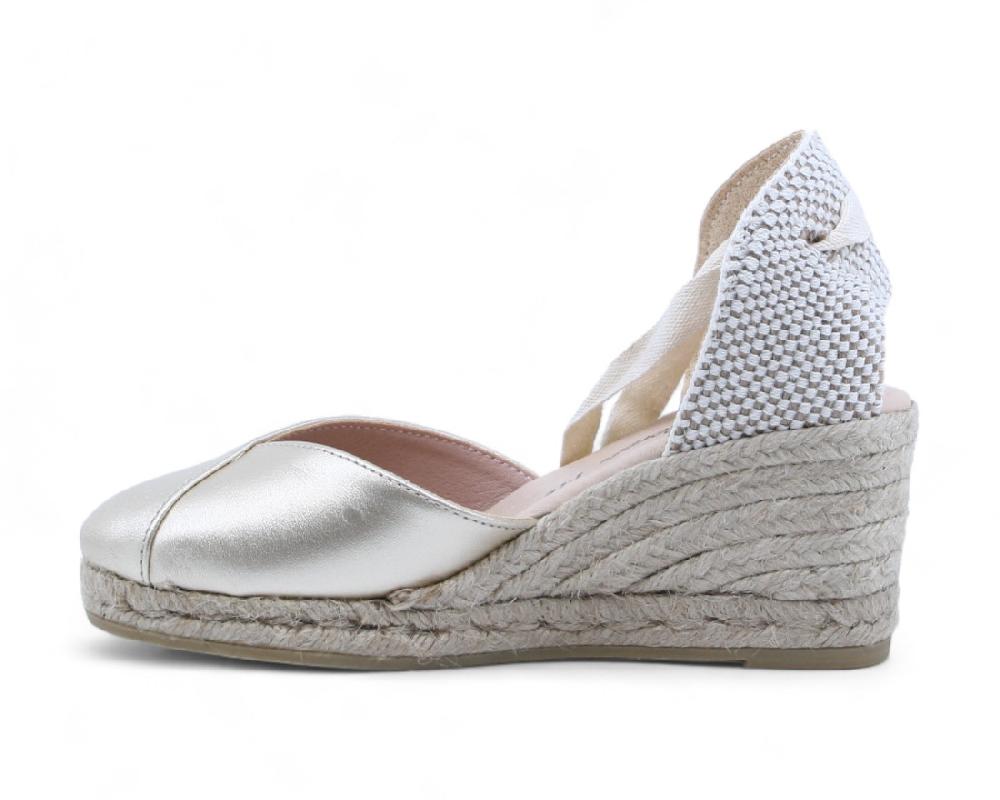 Raquel Perez Sandalia Cuña Esparto Golem 24 Platino Mujer