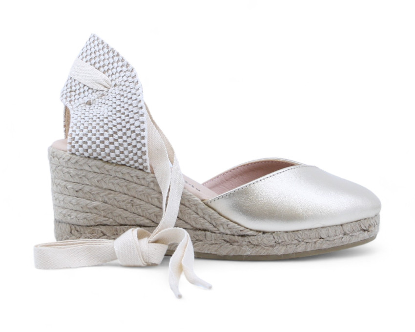 raquel perez Sandalia Cuña Esparto Golem 24 Platino Mujer