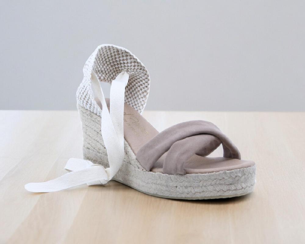 Raquel Perez Sandalia Cuña Esparto Hannover Taupe Mujer