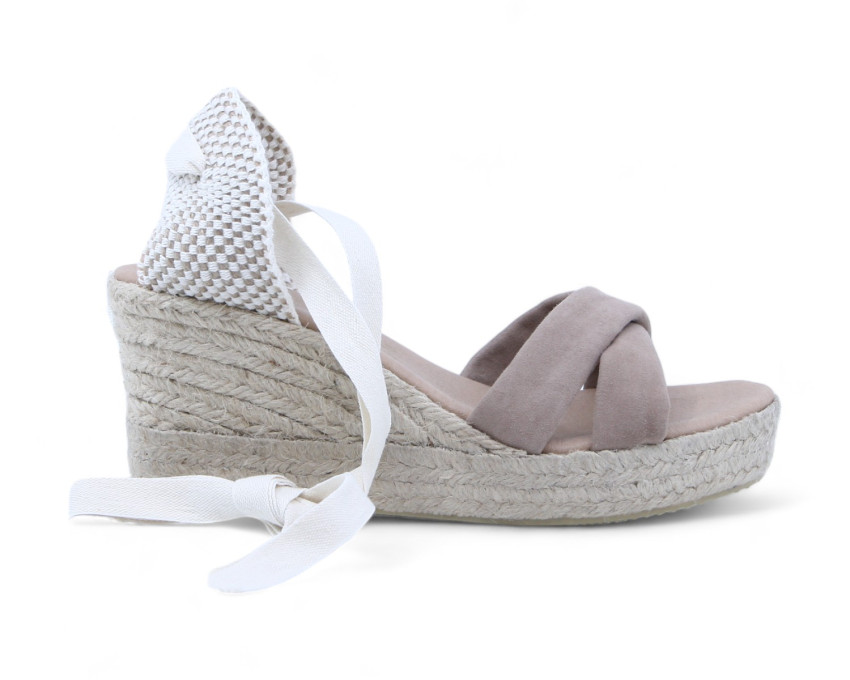 raquel perez Sandalia Cuña Esparto Hannover Taupe Mujer