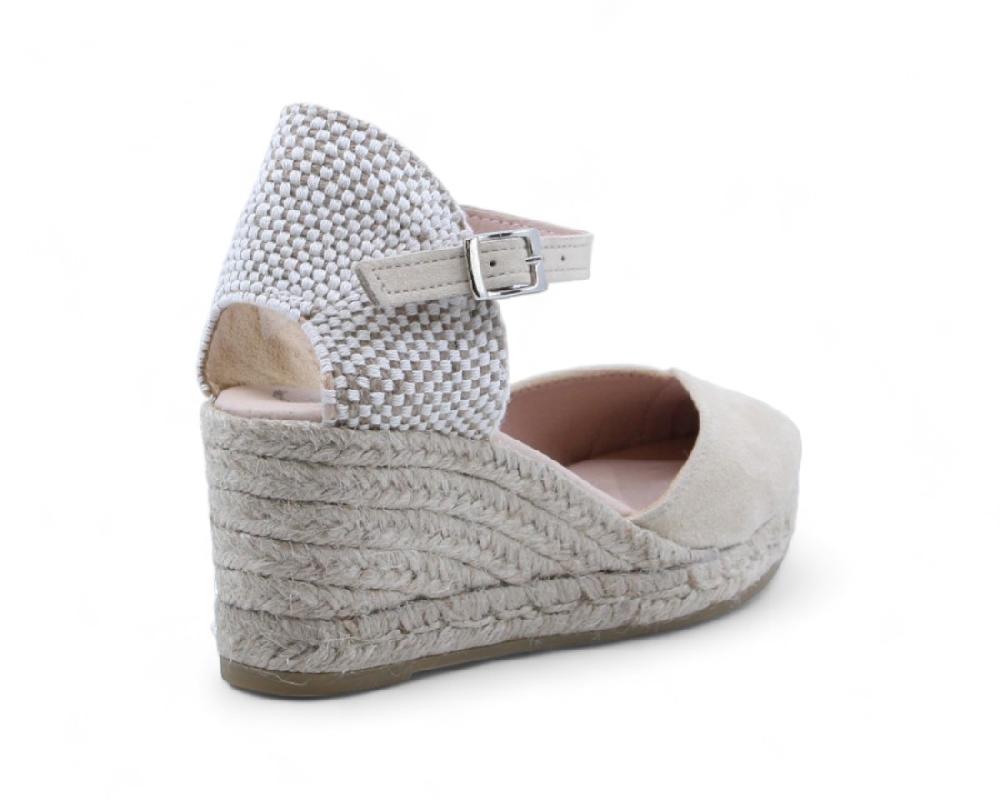 Raquel Perez Sandalia Cuña Esparto Haro 24 Ante Beige Mujer