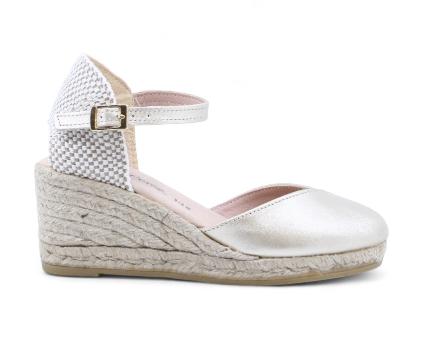 raquel perez Sandalia Cuña Esparto Haro 24 Platino Mujer