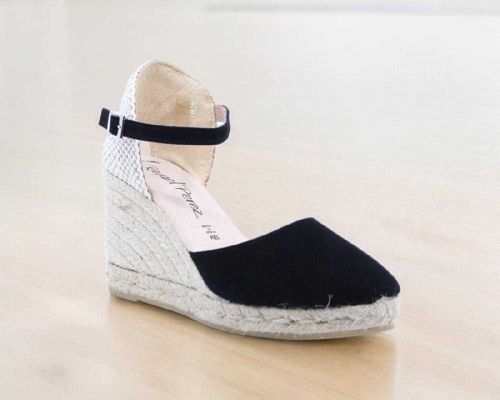 Raquel Perez Sandalia Cuña Esparto Illetes 24 Negra Mujer