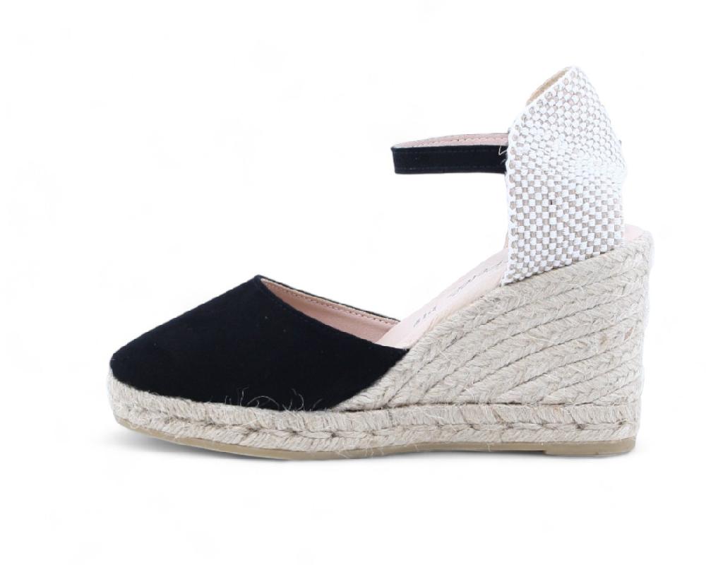 Raquel Perez Sandalia Cuña Esparto Illetes 24 Negra Mujer