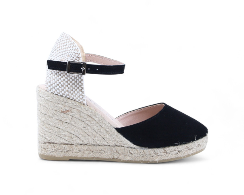 raquel perez Sandalia Cuña Esparto Illetes 24 Negra Mujer