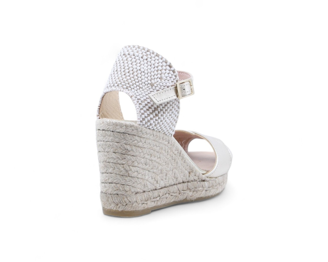 Raquel Perez Sandalia Cuña Esparto Istmo 24 Platino Mujer