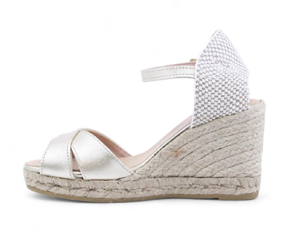 Raquel Perez Sandalia Cuña Esparto Istmo 24 Platino Mujer