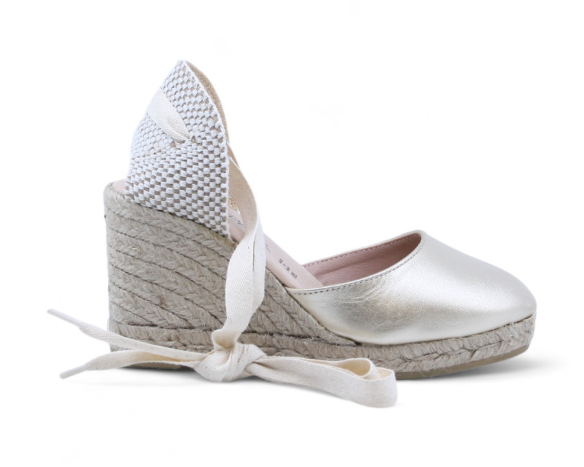 raquel perez Sandalia Cuña Esparto Itaca 24 Platino Mujer