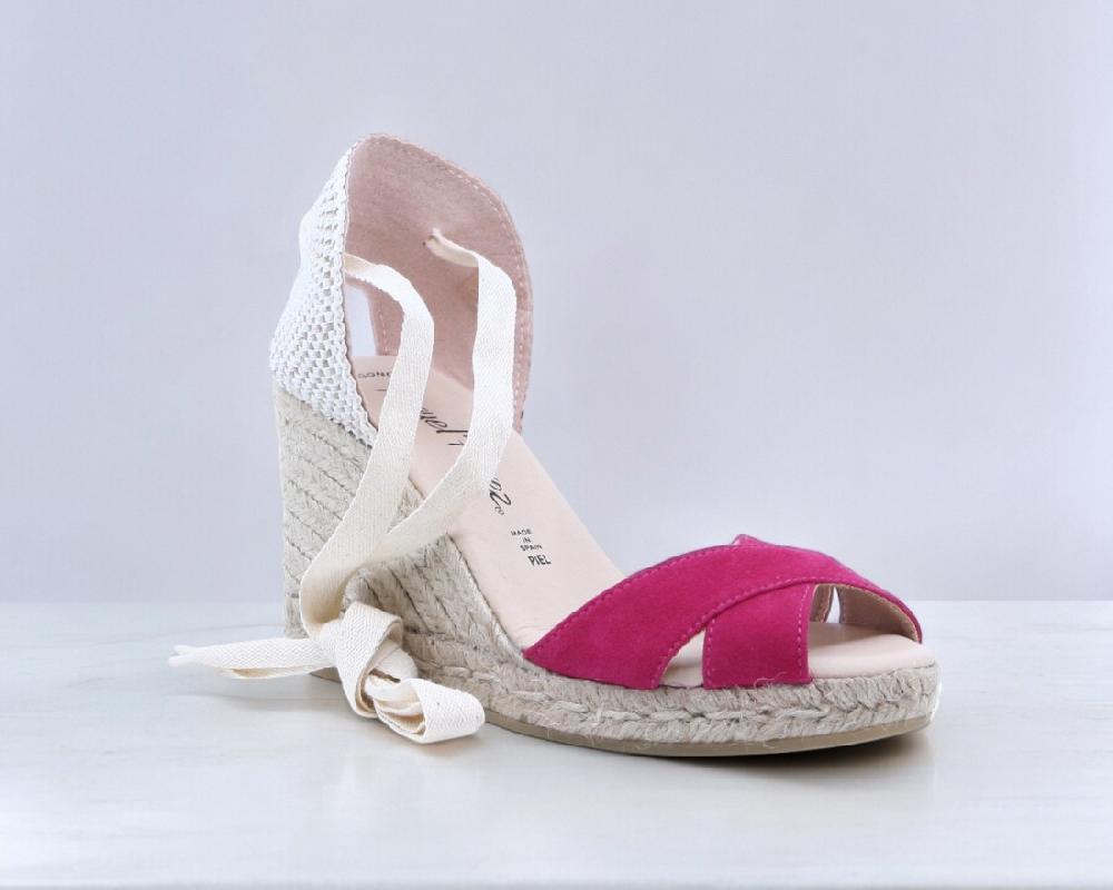 Raquel Perez Sandalia Cuña Esparto Izal 24 Fuxia Mujer