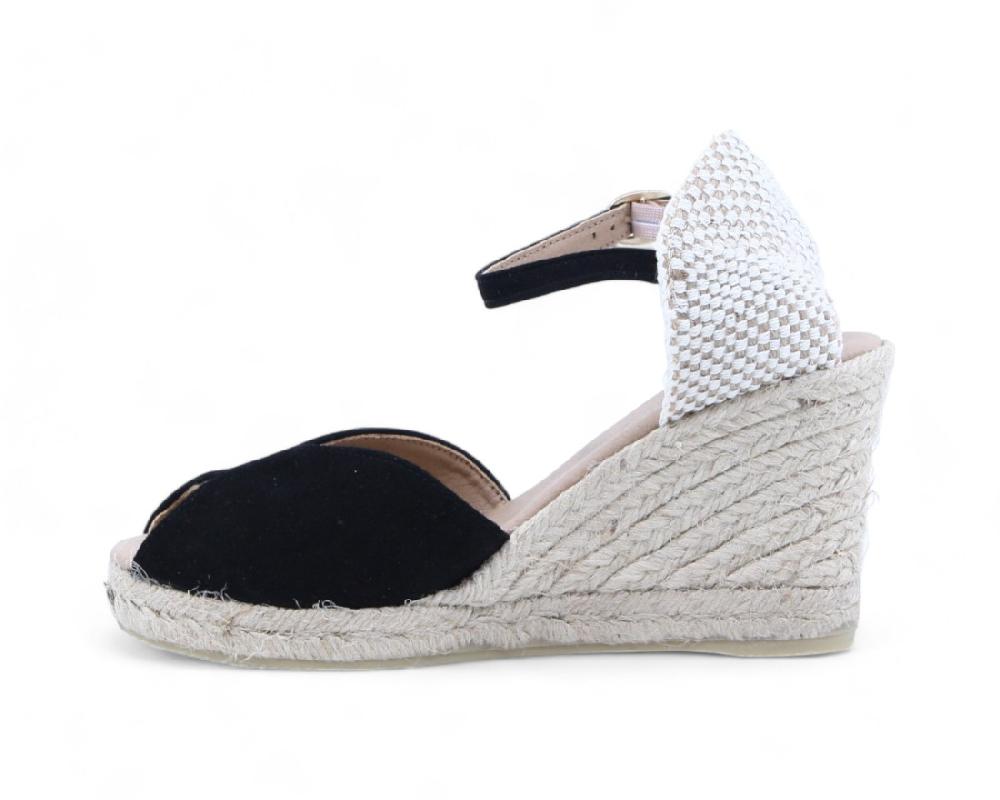 Raquel Perez Sandalia Cuña Esparto Mogadiscio Negro Mujer