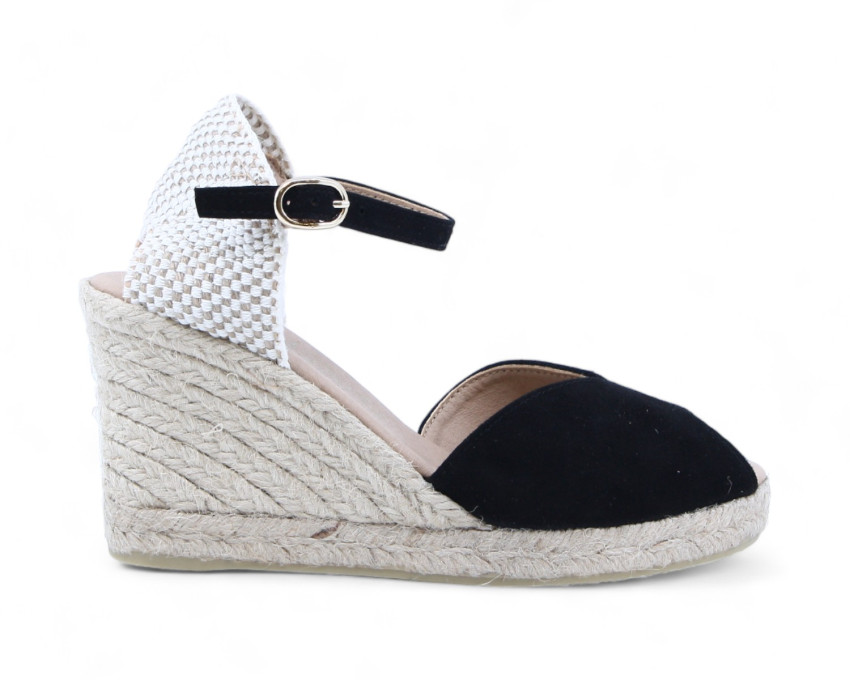 raquel perez Sandalia Cuña Esparto Mogadiscio Negro Mujer