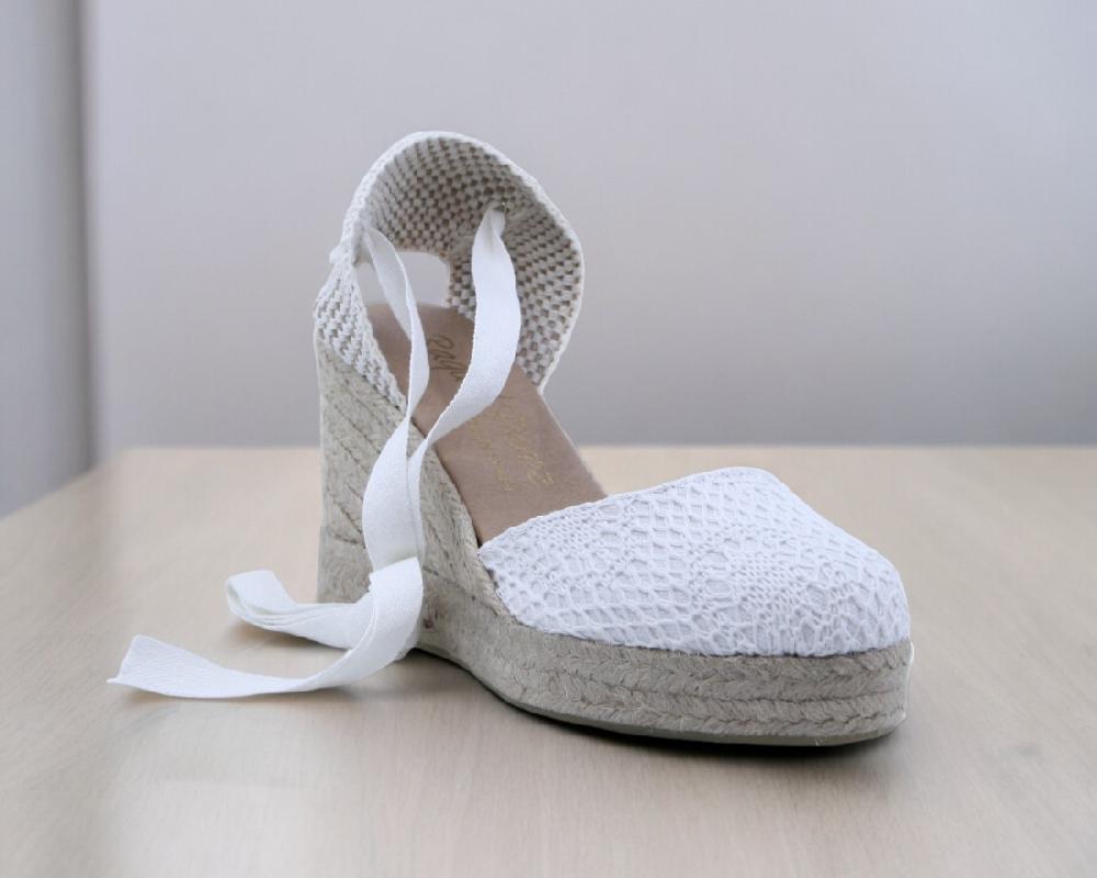 Raquel Perez Sandalia Cuña Esparto Nostradamus Blanco Mujer