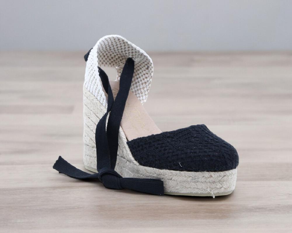 Raquel Perez Sandalia Cuña Esparto Nostradamus Negro Mujer