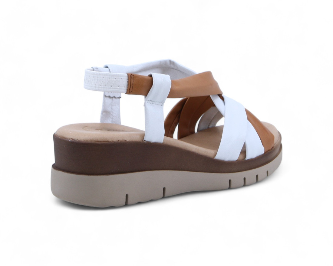 Raquel Perez Sandalia Cuña Finisterre Plus Blanco Cuero Mujer
