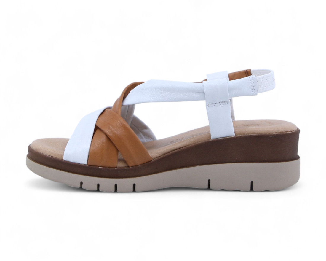 Raquel Perez Sandalia Cuña Finisterre Plus Blanco Cuero Mujer