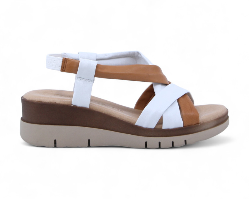 raquel perez Sandalia Cuña Finisterre Plus Blanco Cuero Mujer