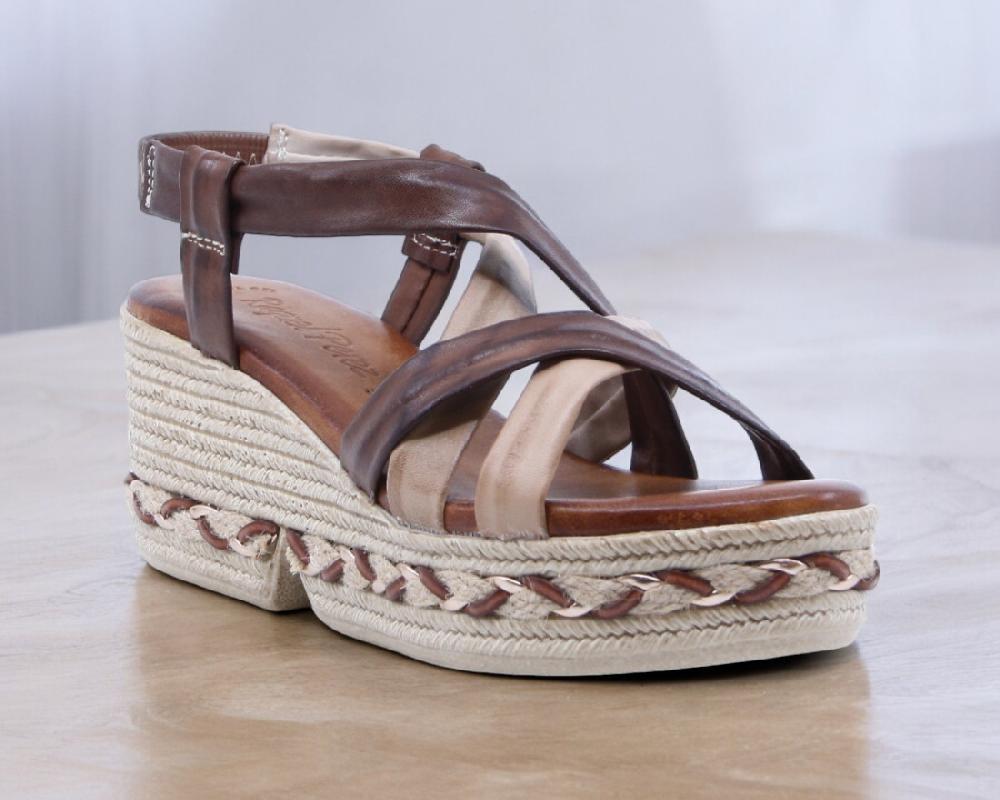 Raquel Perez Sandalia Cuña Globo 02 Nuez Marrón Mujer