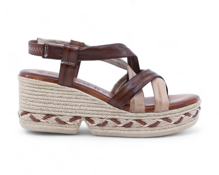 raquel perez Sandalia Cuña Globo 02 Nuez Marrón Mujer