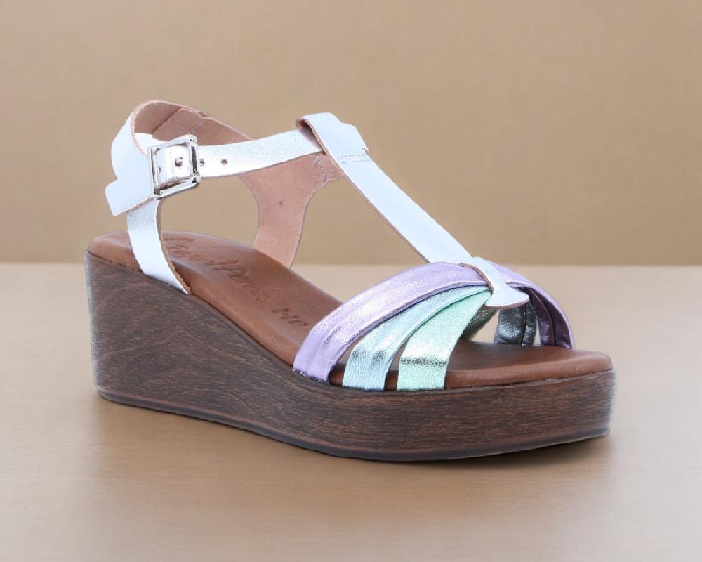 Raquel Perez Sandalia Cuña Iman Lam 08 Blaxter Plata Mujer