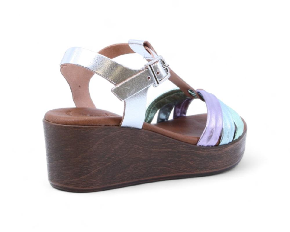 Raquel Perez Sandalia Cuña Iman Lam 08 Blaxter Plata Mujer