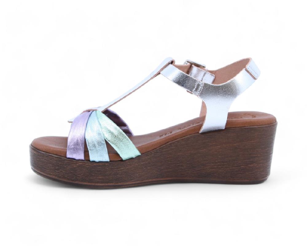 Raquel Perez Sandalia Cuña Iman Lam 08 Blaxter Plata Mujer