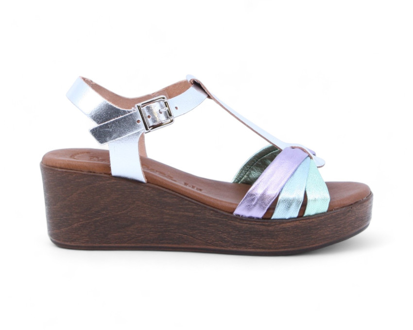 raquel perez Sandalia Cuña Iman Lam 08 Blaxter Plata Mujer