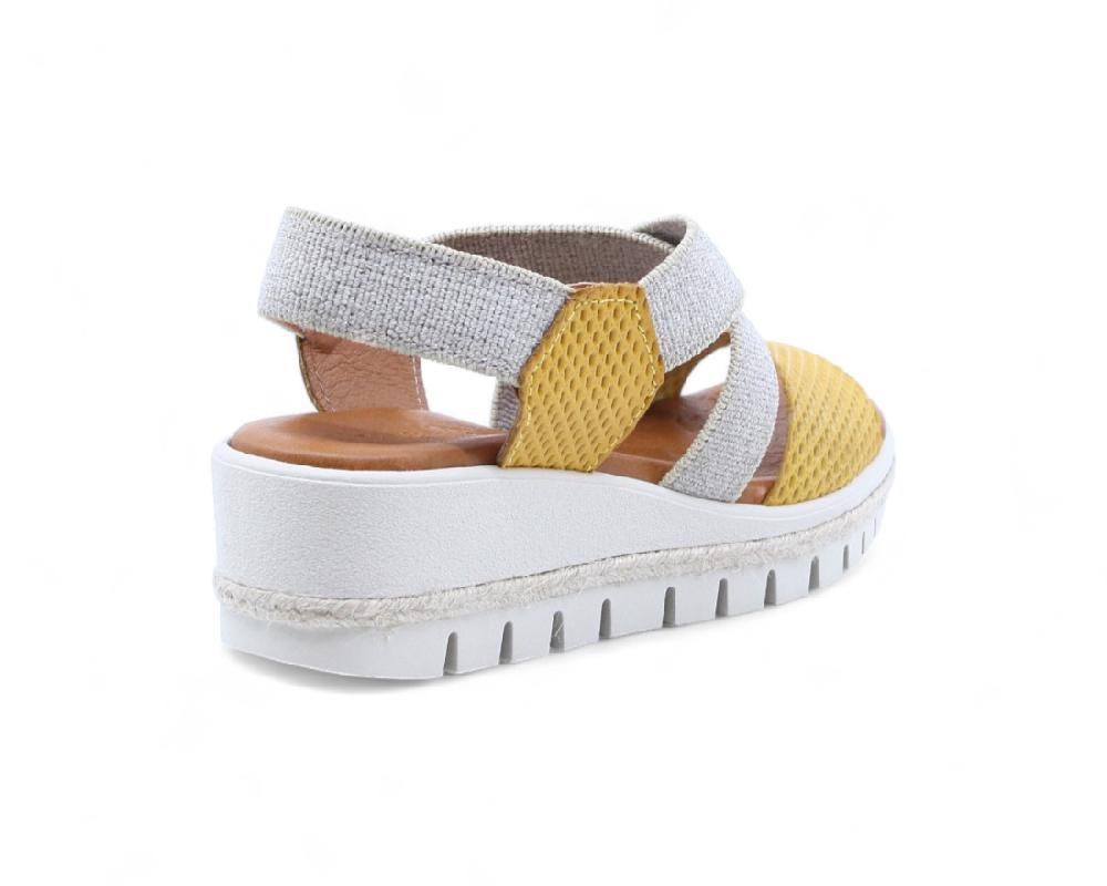 Raquel Perez Sandalia Cuña Imperia 05 Amarillo Beige Mujer