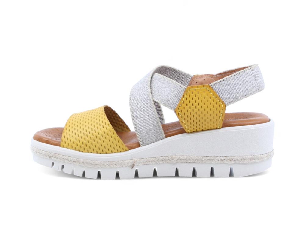 Raquel Perez Sandalia Cuña Imperia 05 Amarillo Beige Mujer