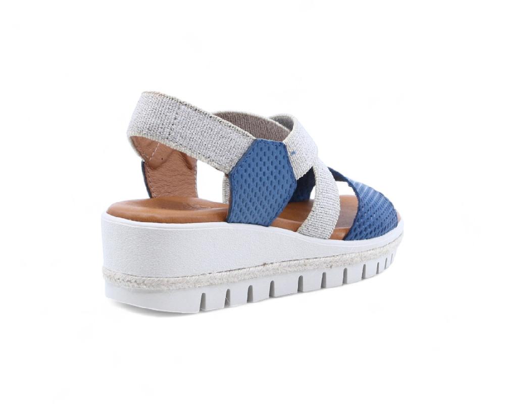 Raquel Perez Sandalia Cuña Imperia 05 Marino/ Beige Mujer