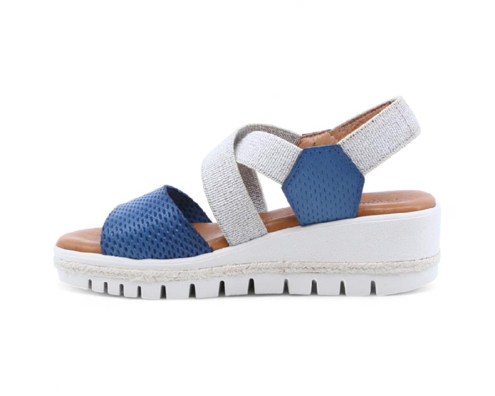 Raquel Perez Sandalia Cuña Imperia 05 Marino/ Beige Mujer