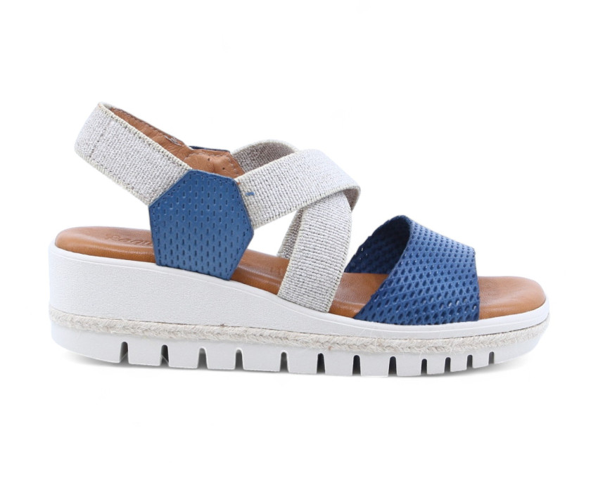 raquel perez Sandalia Cuña Imperia 05 Marino/ Beige Mujer