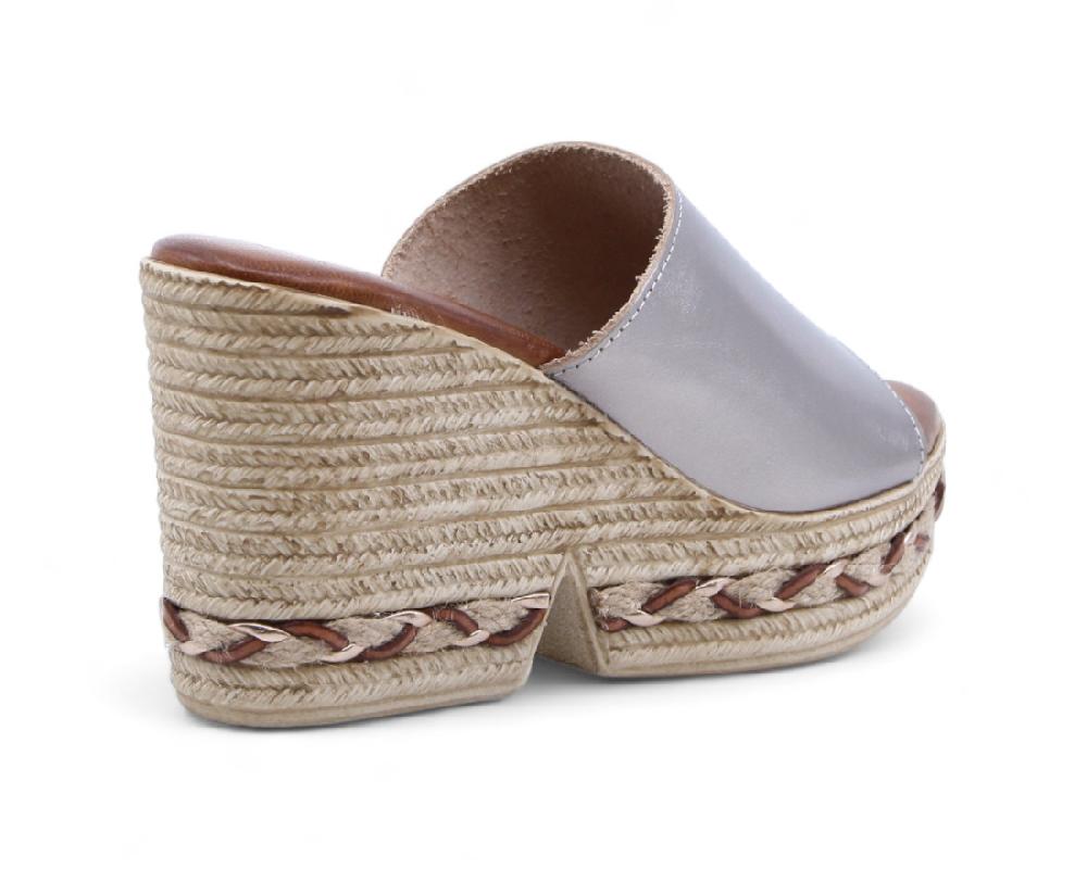 Raquel Perez Sandalia Cuña Misandei 02 Gris Metalizado Mujer