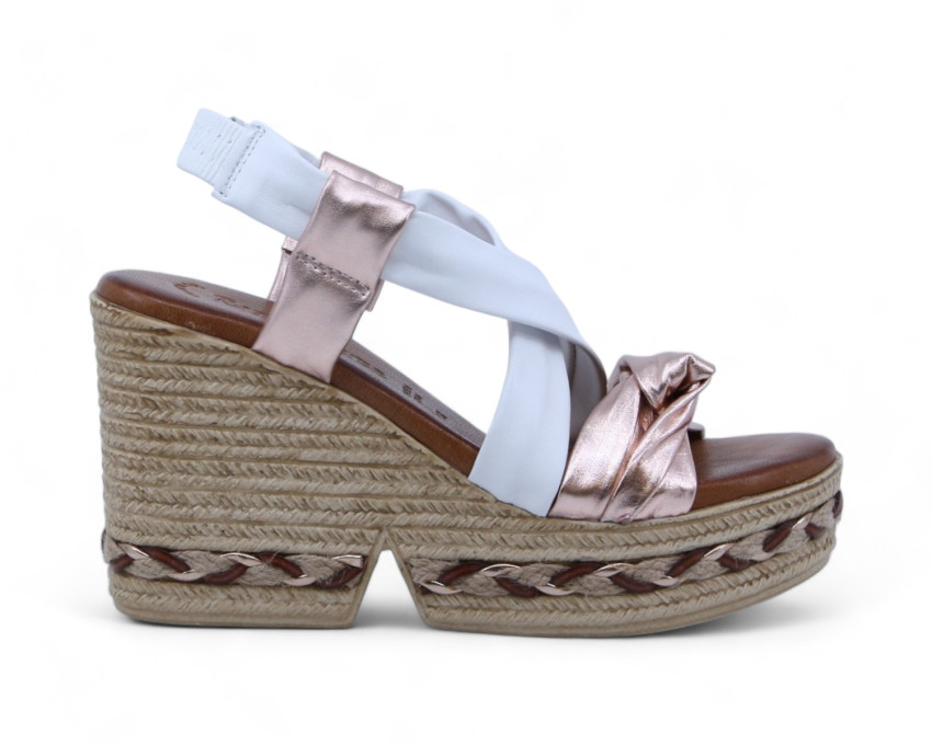 raquel perez Sandalia Cuña Mistela 02 Magnesio Blanco Mujer