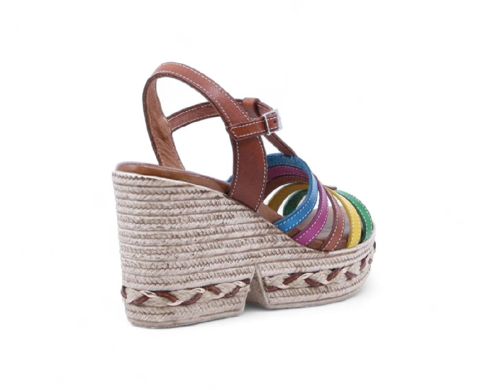 Raquel Perez Sandalia Cuña Mizuno 02 Cuero Multicolor Mujer