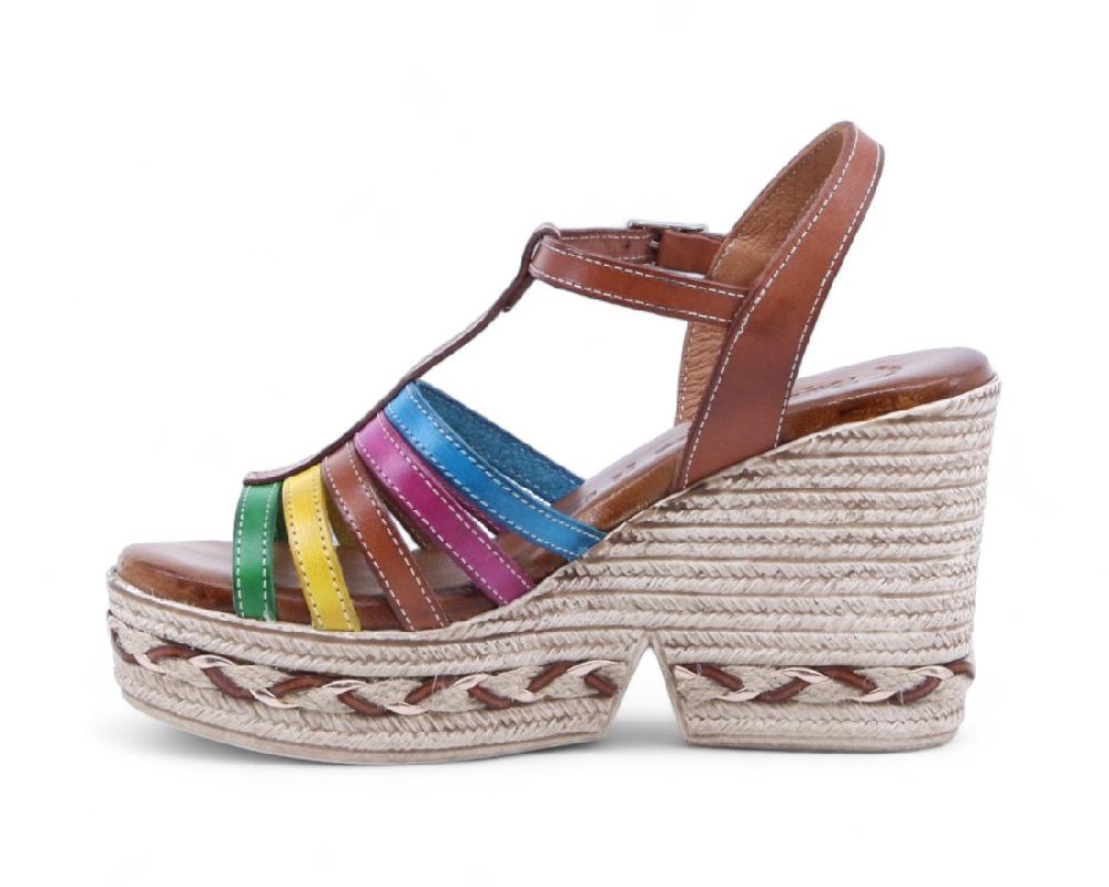 Raquel Perez Sandalia Cuña Mizuno 02 Cuero Multicolor Mujer