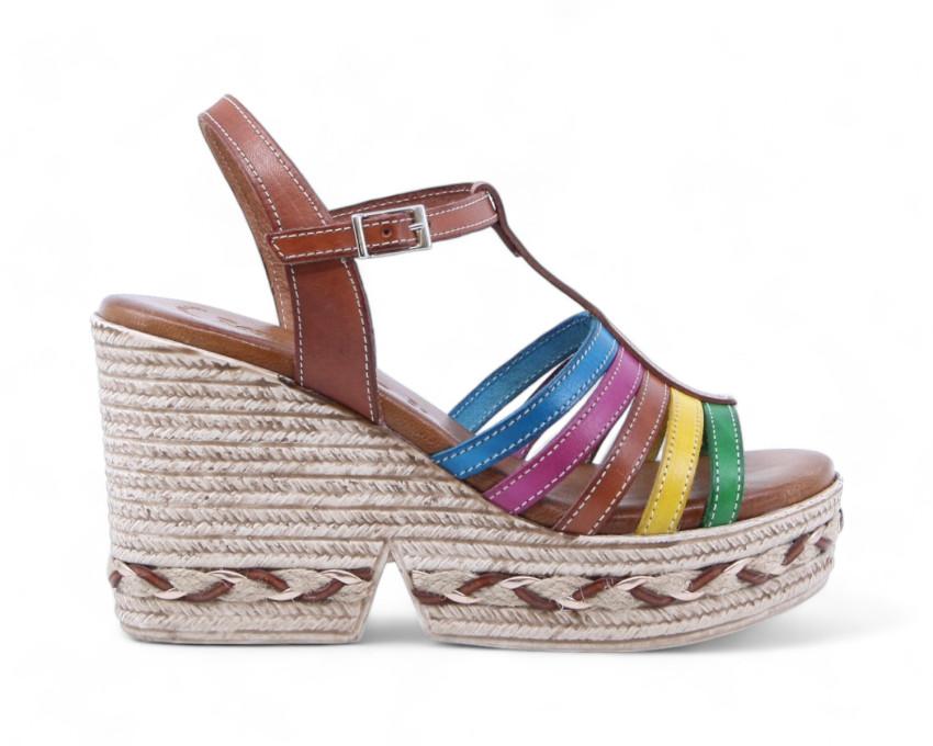 raquel perez Sandalia Cuña Mizuno 02 Cuero Multicolor Mujer