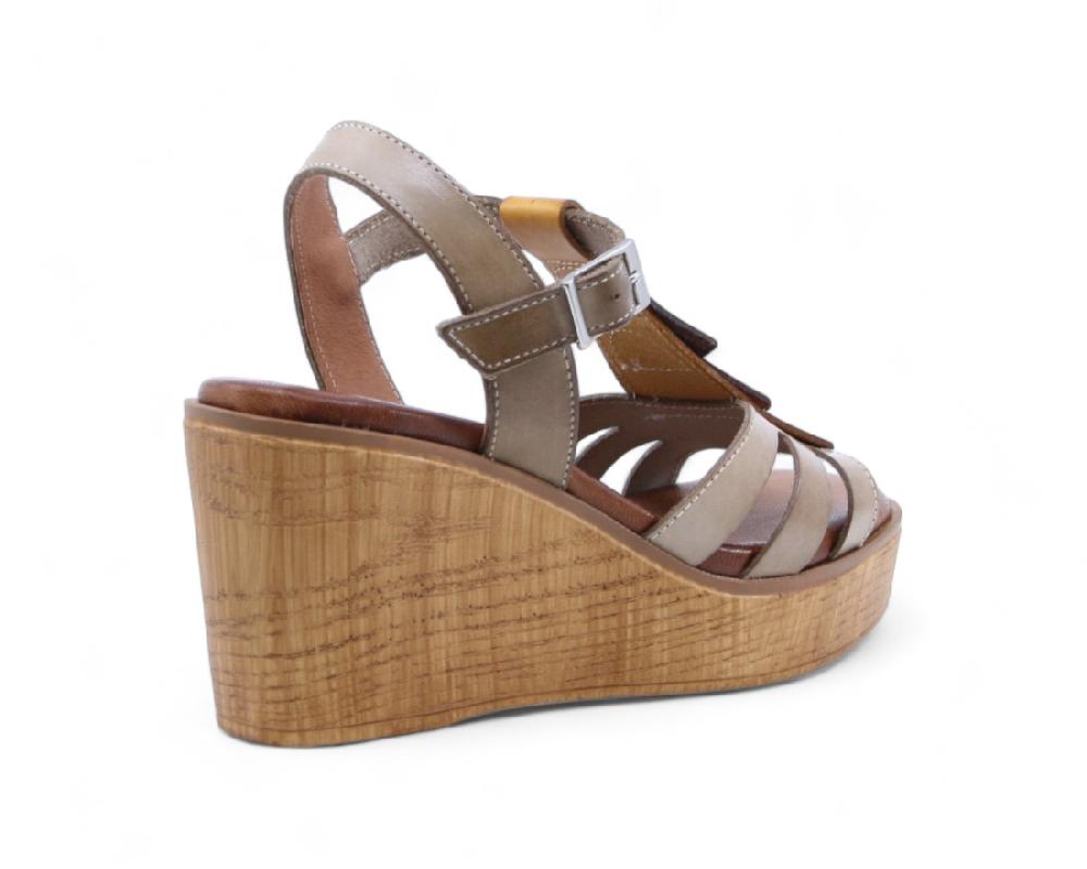 Raquel Perez Sandalia Cuña Montecarlo 02 Taupe Mujer