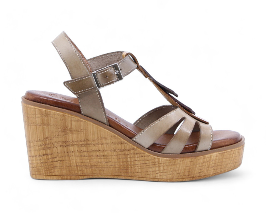 raquel perez Sandalia Cuña Montecarlo 02 Taupe Mujer