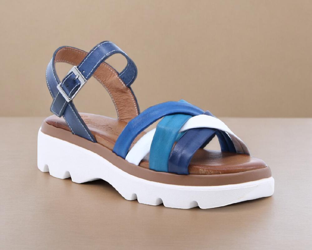 Raquel Perez Sandalia Dalton 02 Marino Celeste Blanco Mujer