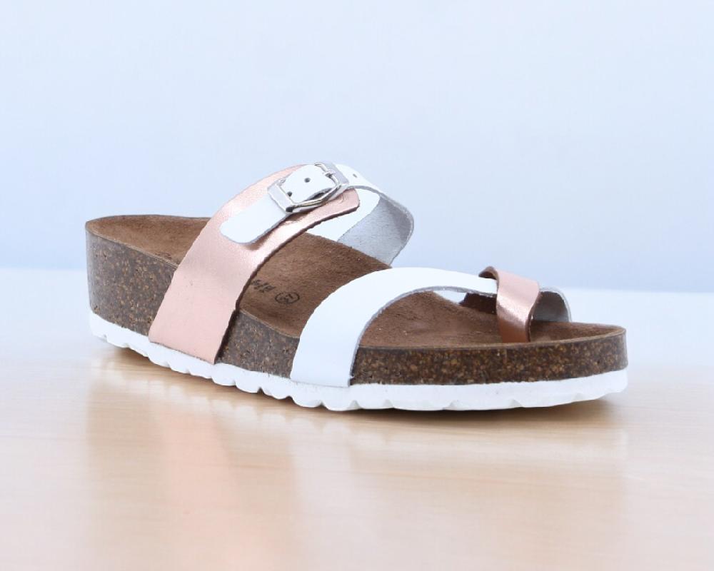 Raquel Perez Sandalia Dedo Goat 24 Blanco Champán Mujer