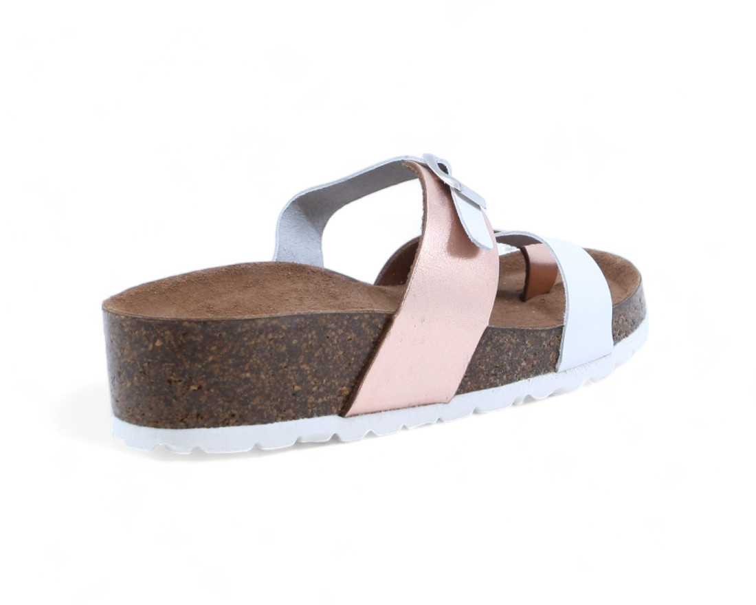 Raquel Perez Sandalia Dedo Goat 24 Blanco Champán Mujer