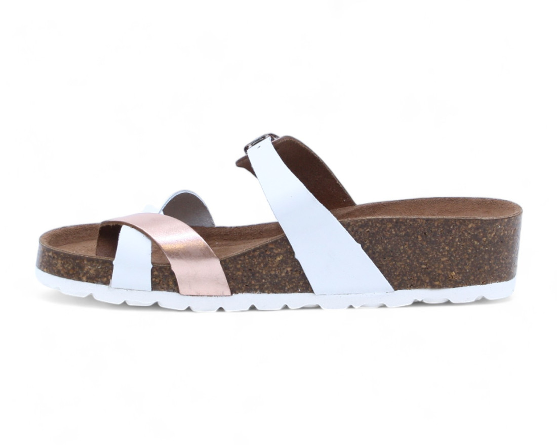 Raquel Perez Sandalia Dedo Goat 24 Blanco Champán Mujer