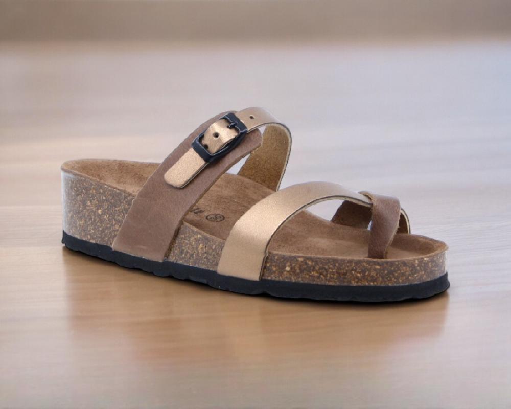 Raquel Perez Sandalia Dedo Goat 24 Cuero Bronce Mujer