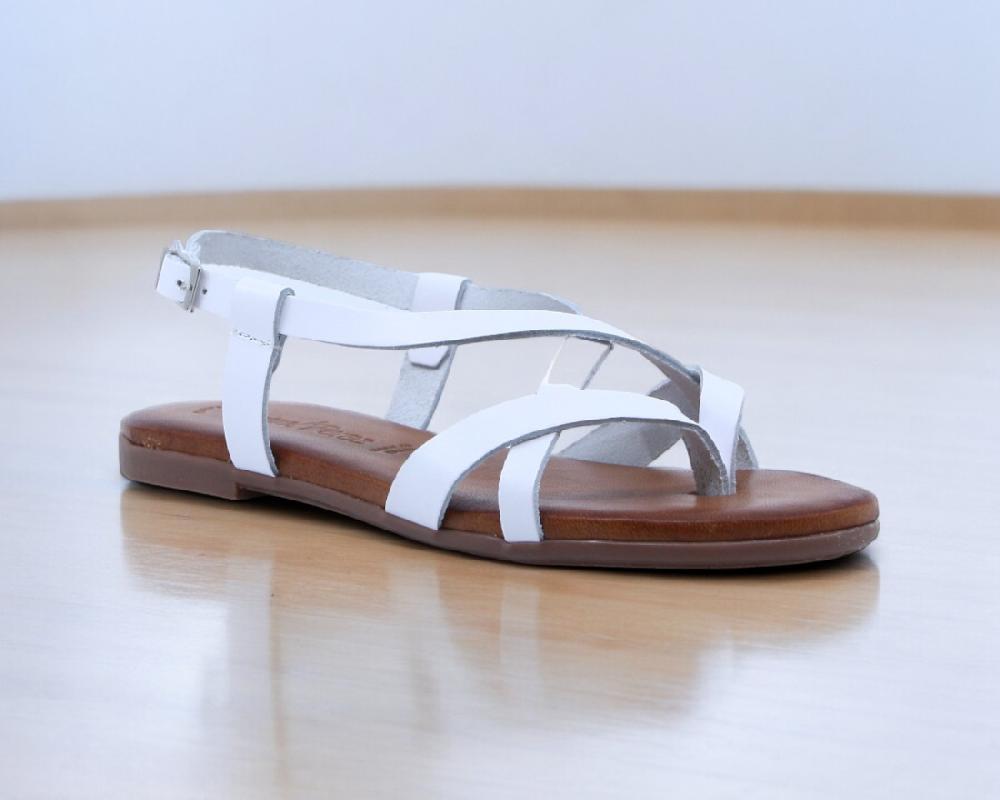 Raquel Perez Sandalia Dedo Plana Bach 02 Blanco Mujer