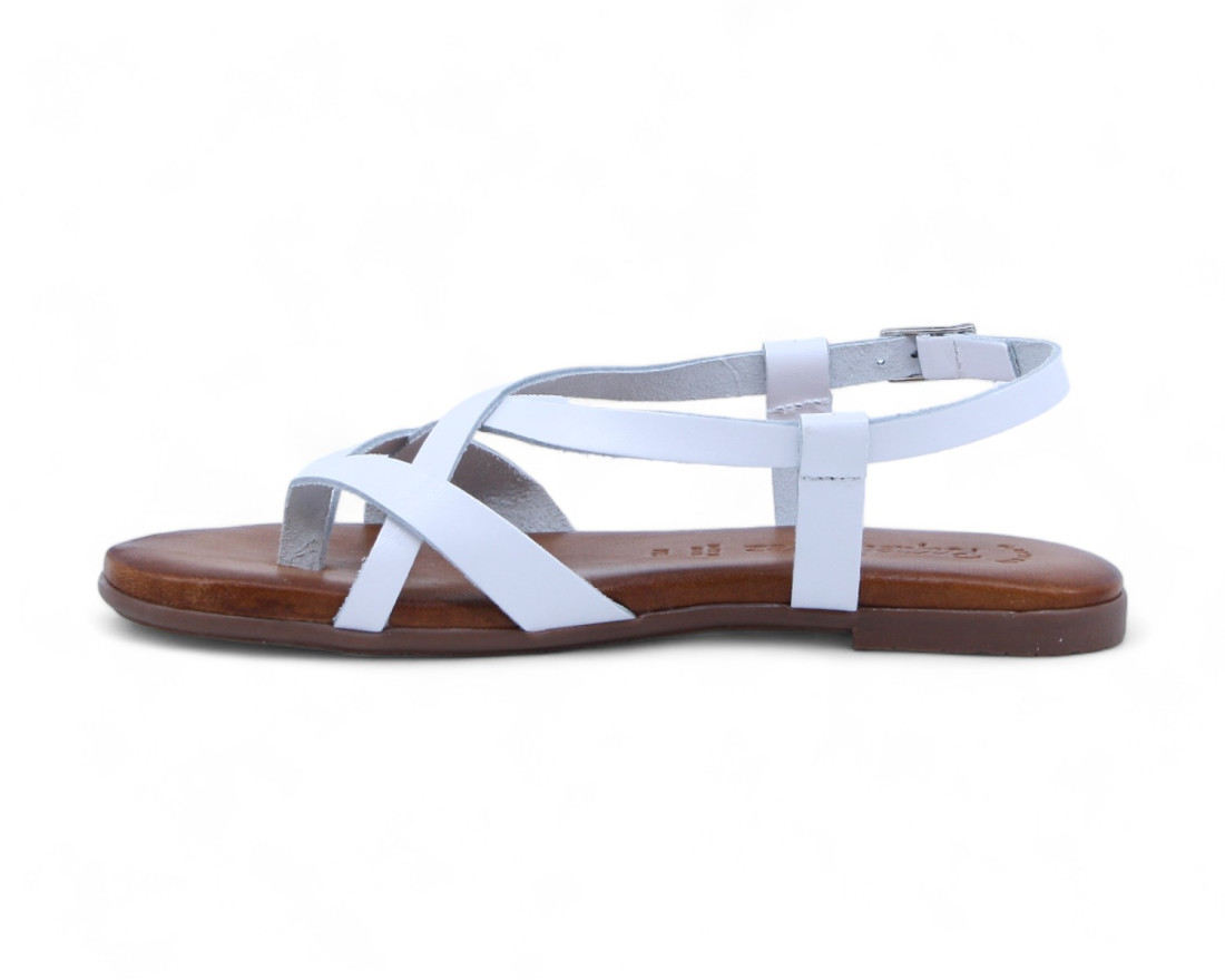 Raquel Perez Sandalia Dedo Plana Bach 02 Blanco Mujer