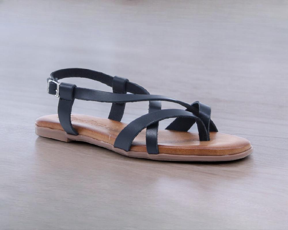 Raquel Perez Sandalia Dedo Plana Bach 02 Negro Mujer